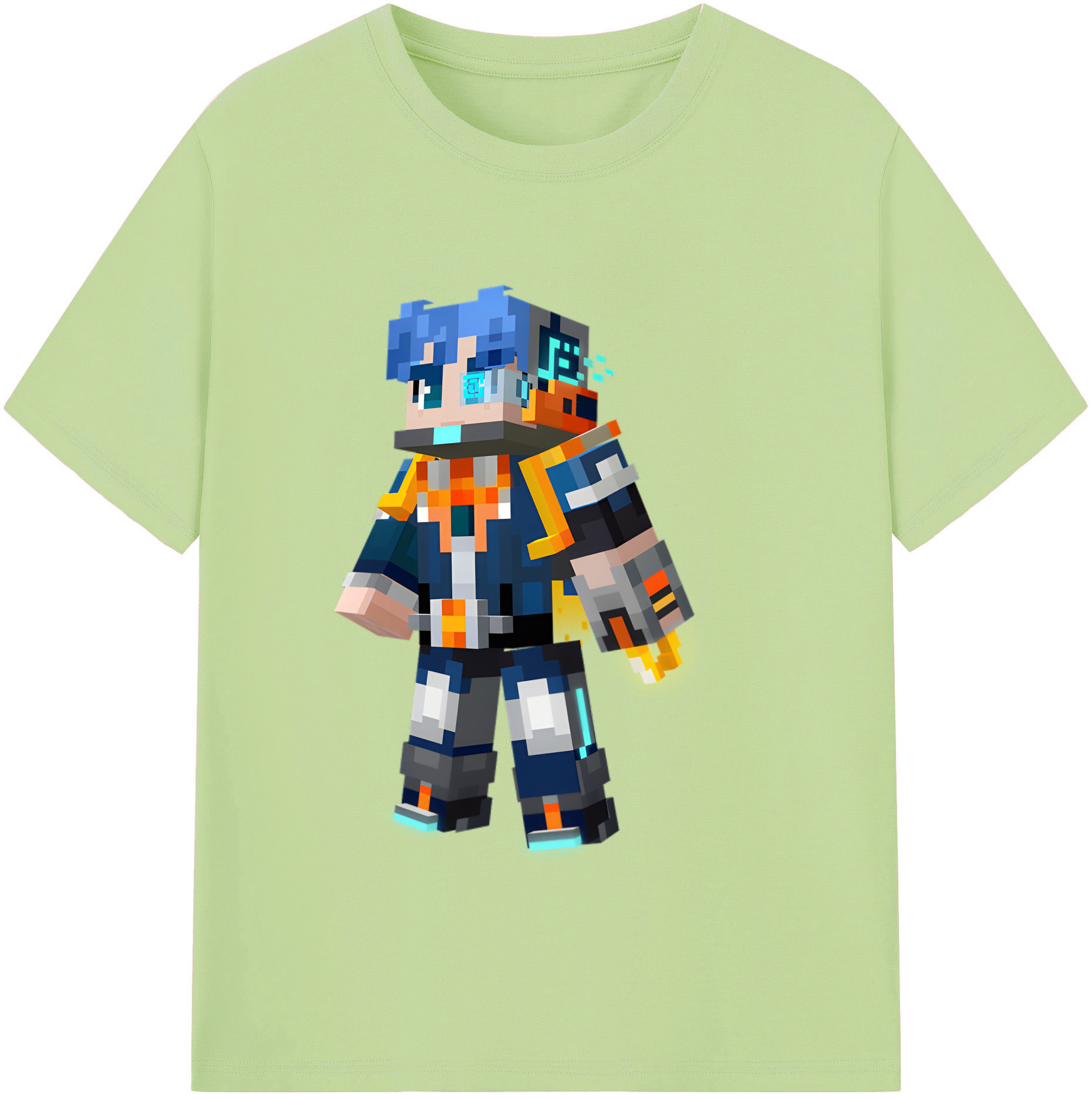 （画像用） マインクラフト ブロックの世界 Minecraft MC Block world 綿100％半袖Tシャツ（フロントプリント）